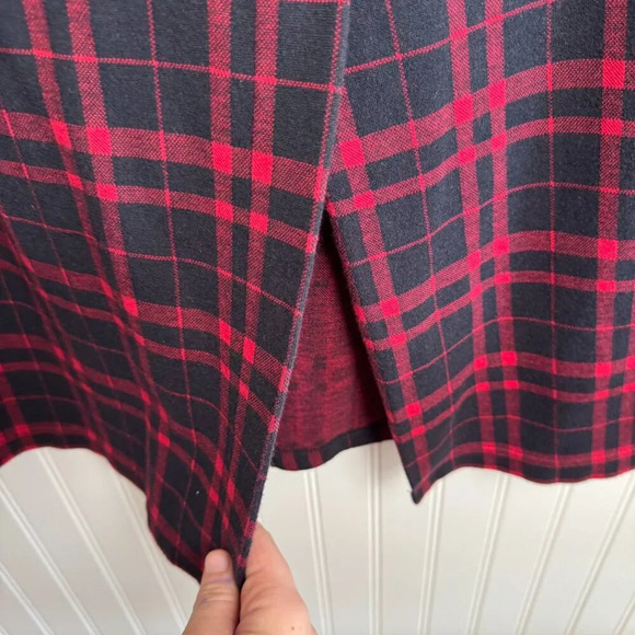 Bechamel Red Black Plaid Elastic Waist Midi Skirt Large P50 - Picture 4 of 6